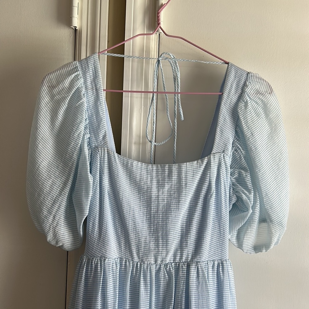 NWT Wayf tie back puff sleeve midi dress - Picture 4 of 7